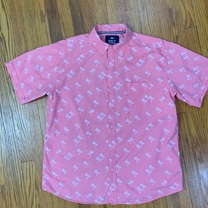 Spicy Tuna Hawaiian Shirt Salmon w/ White Palm Trees Sz XXL